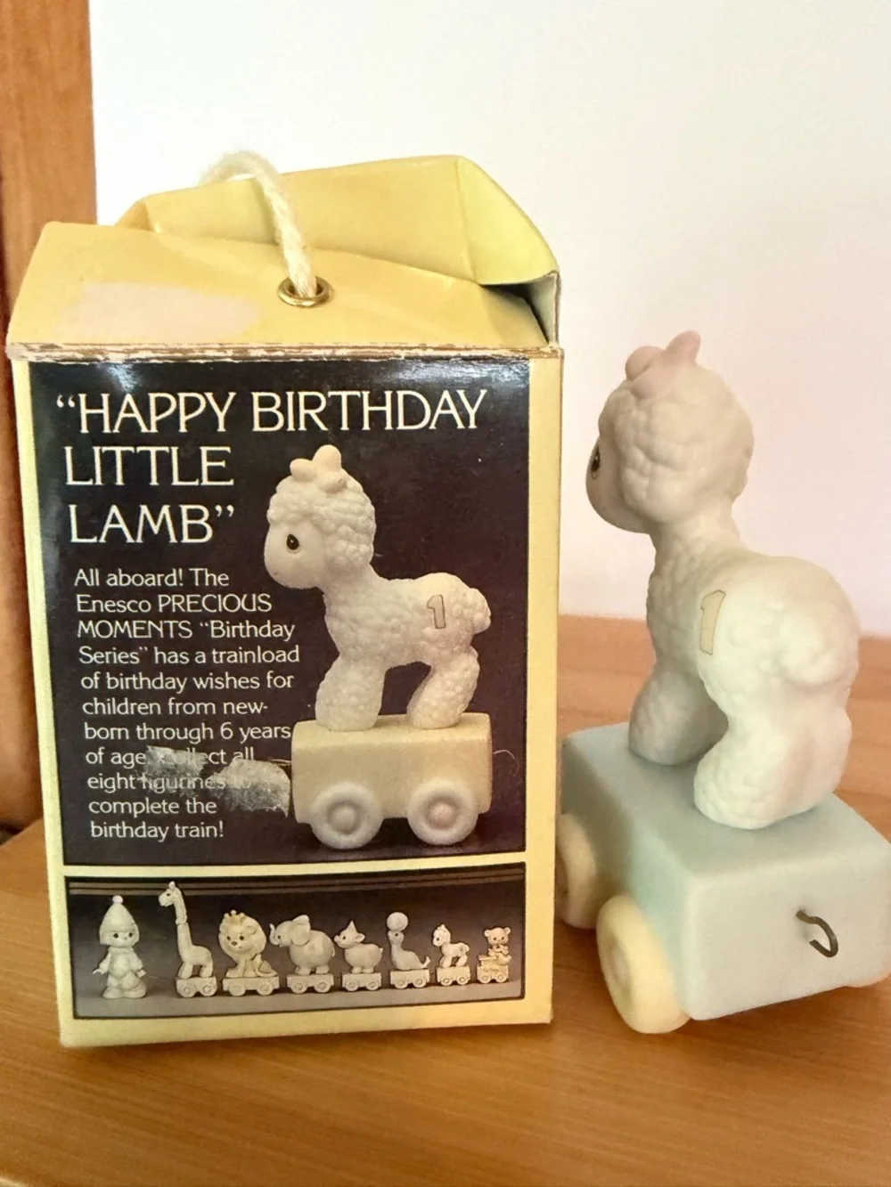 Enesco Precious Moments Happy Birthday Little Lamb Age 1 Train Figurine. 1985